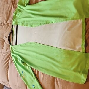 Vibrant Green Open Cardigan with Embroidered Details